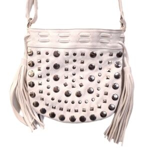3/$20 Call It Spring Leather Crossbody Bag Studded Boho Western Ivory Silver